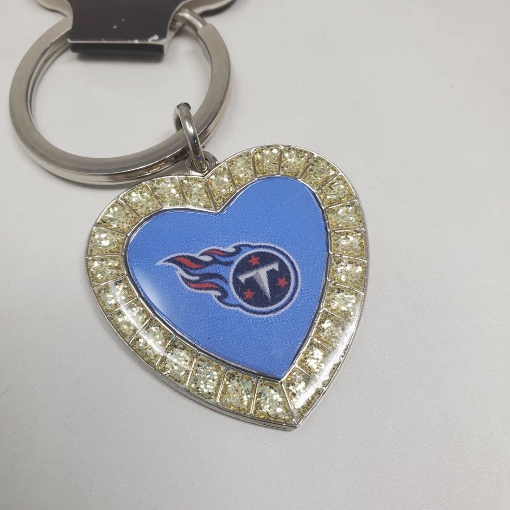 Rico Industries NFL Metal Rhinestone Heart Keychain - Tennessee Titans